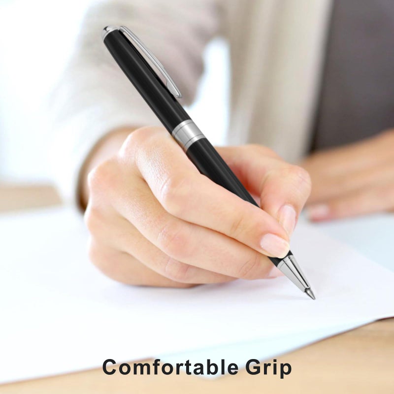 Cambond Black Pen Ballpoint Pens - Nice Pens Office Pen for Gift Business Men Police Flight Attendants Retractable Smooth Writing 1.0 mm Medium Point, 3 Pens with 3 Extra Refills (Black) - Image 4